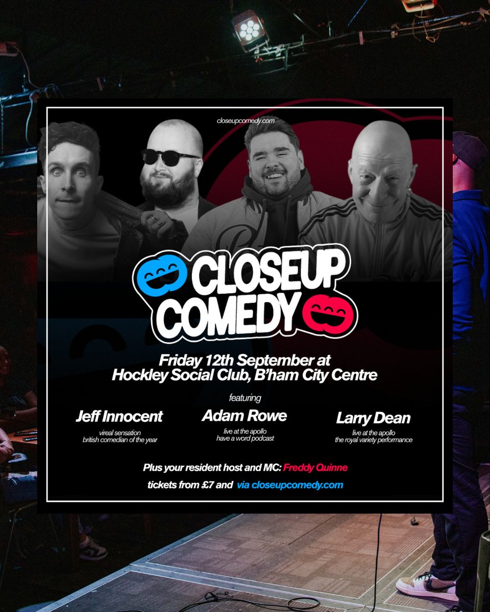 closeupcomedyuk's tweet image. HUGE!
We told you we were planning on leaving 3 happy years @HockleySocialCl in style - and this is just the start!
Friday 12th September with this ridiculous lineup.
BE THERE! 💖