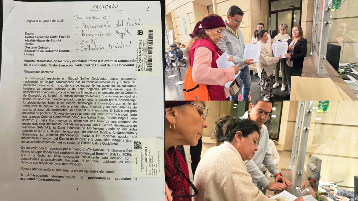 me dicen Gaol (@villateolga) on Twitter photo En menos de 48 horas, más de 5.000 vecinos de Ciudad Salitre respaldaron la solicitud que hoy radicamos ante <a href="/GobiernoBTA/">Secretaría de Gobierno</a>. Pedimos descartar Salitre como opción para reubicar al pueblo Emberá. El predio IDEPAC no cumple condiciones técnicas #ReubicaciónResponsable En menos de 48 horas, más de 5.000 vecinos de Ciudad Salitre respaldaron la solicitud que hoy radicamos ante <a href="/GobiernoBTA/">Secretaría de Gobierno</a>. Pedimos descartar Salitre como opción para reubicar al pueblo Emberá. El predio IDEPAC no cumple condiciones técnicas #ReubicaciónResponsable