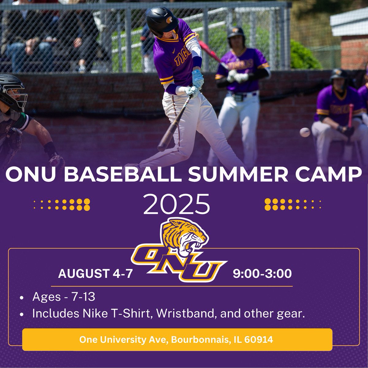 🚨SUMMER BASEBALL CAMP🚨

We are less than one month away from our Nike Baseball Camp! Come get first hand instruction from players and staff in all areas of baseball skill. 

🗓️Aug 4-7
📍Watson Field
⚾️Ages 7-13
🔗 ussportscamps.com/baseball/nike/…

#ForONU