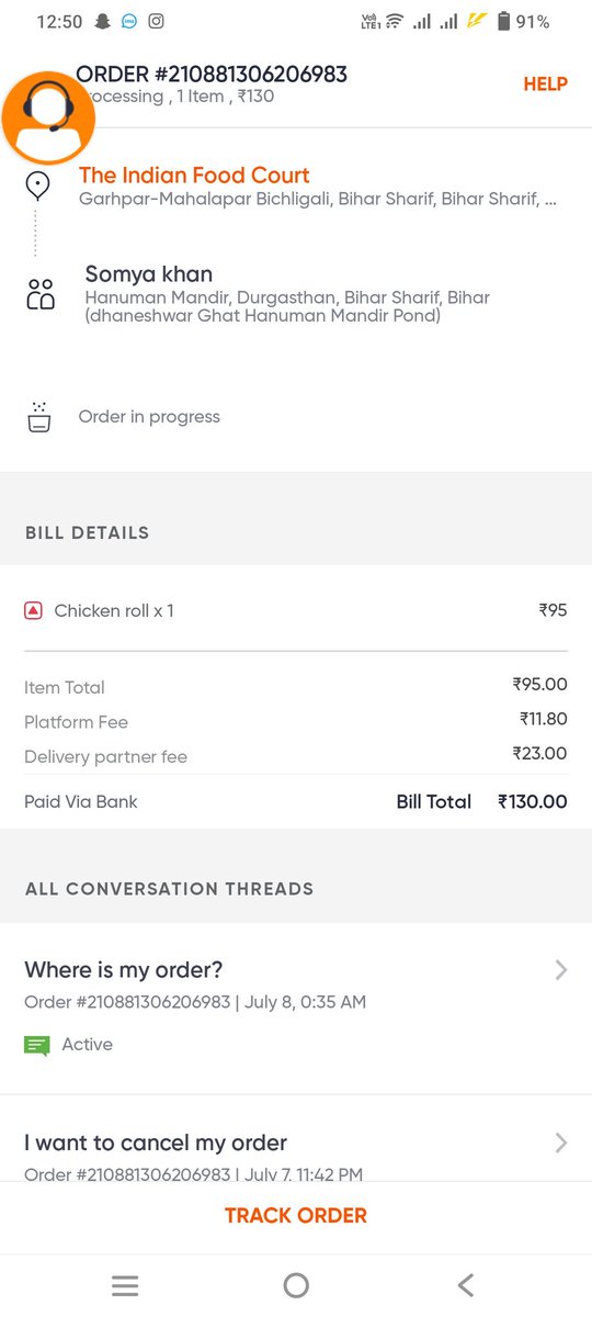 imcoolsaddam1's tweet photo. @Swiggy i ordered food at 11:38 and still not delivered giving me time again and again https://t.co/L5O3sm2tGT