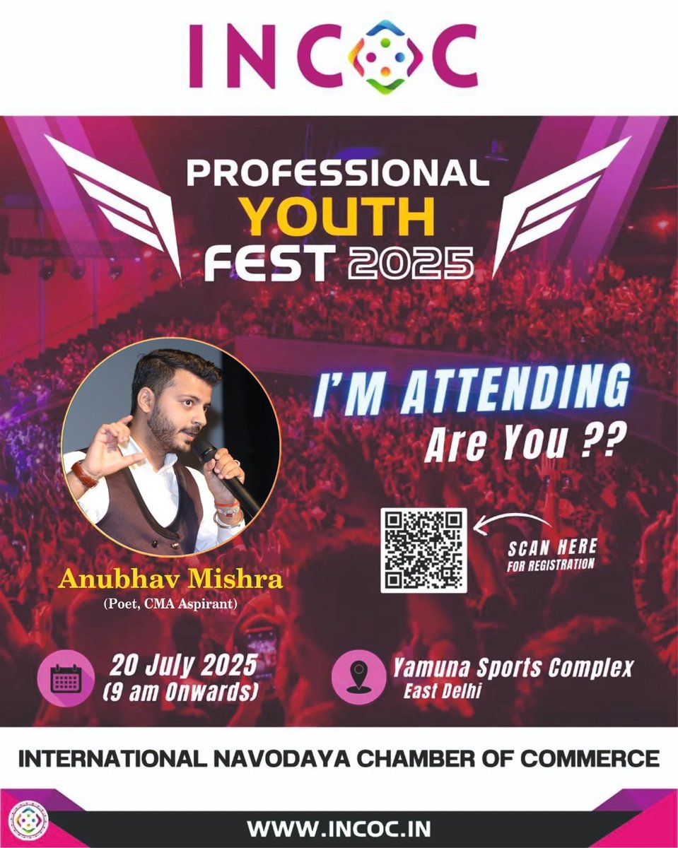 Heartly Imaginations (@anubhavmishra41) on Twitter photo The countdown begins! Delhi, get ready to witness the biggest event, Organised By <a href="/incocin/">International Navodaya Chamber of Commerce</a> ! 🌟🎉🔥
#INCOC #Professionalfest2025 #delhi #delhiindia #yamunasportscomplex #DelhiEvents #MustAttend The countdown begins! Delhi, get ready to witness the biggest event, Organised By <a href="/incocin/">International Navodaya Chamber of Commerce</a> ! 🌟🎉🔥
#INCOC #Professionalfest2025 #delhi #delhiindia #yamunasportscomplex #DelhiEvents #MustAttend