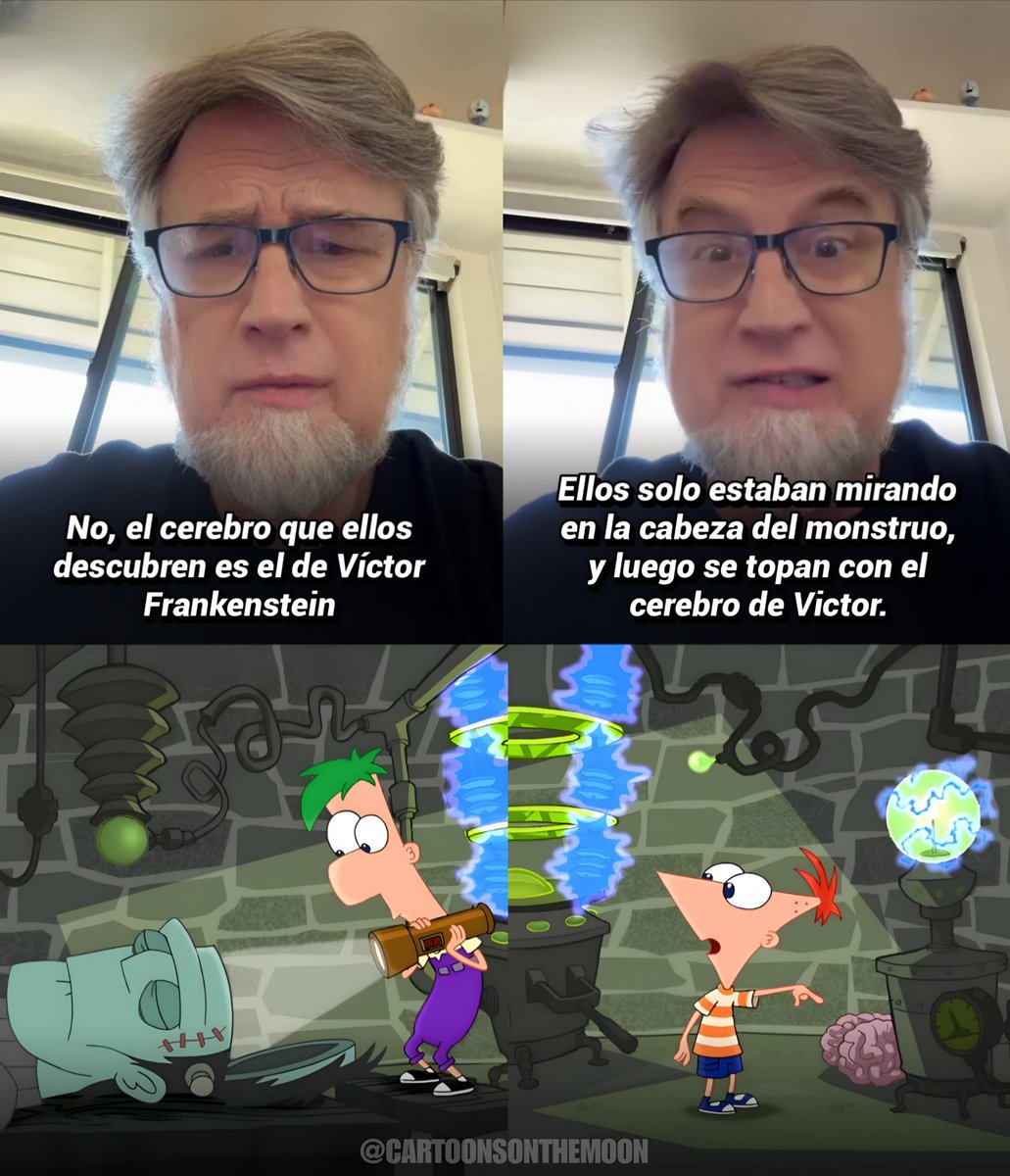 Un fan le comentó a Dan Povenmire:

💬 "Hay un error en la intro de Phineas y Ferb. La canción debería decir 'los cesos del monstruo de Frankenstein ver' porque Víctor Frankenstein es el nombre del doctor, no de la criatura."

Así que Dan respondió lo siguiente: