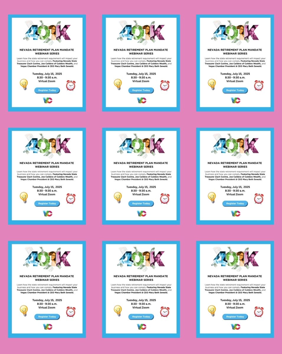 Join us for the next webinar in our Retirement Mandate Series.
🔗 Register today at web.vegaschamber.com/atlas/events/1…

#401k #RetirementPlanning #Nevada #Vegas #SmallBusiness #EmployerResources #FinancialWellness #chamberofcommerce