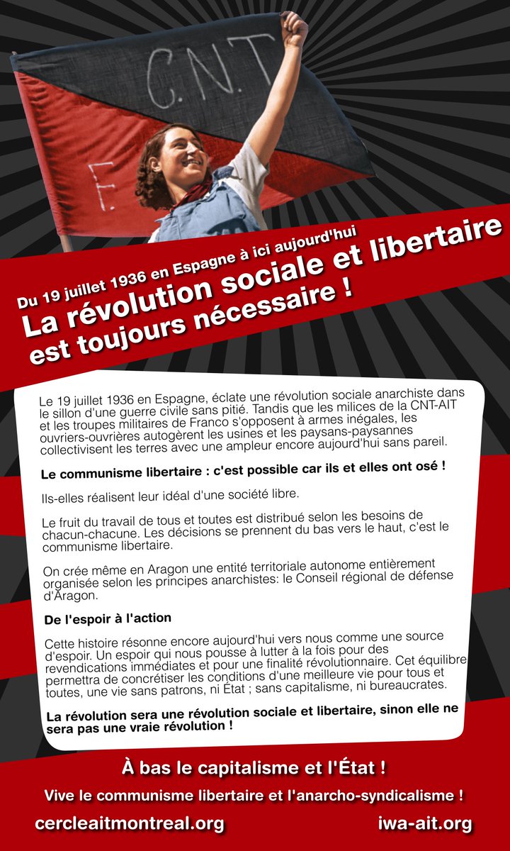La révolution sociale et libertaire est toujours nécessaire!

Action symbolique
samedi 19 juillet 2025 
15h 
À la sortie du métro Saint-Laurent
Montréal

cercleaitmontreal.org/activites-a-ve…