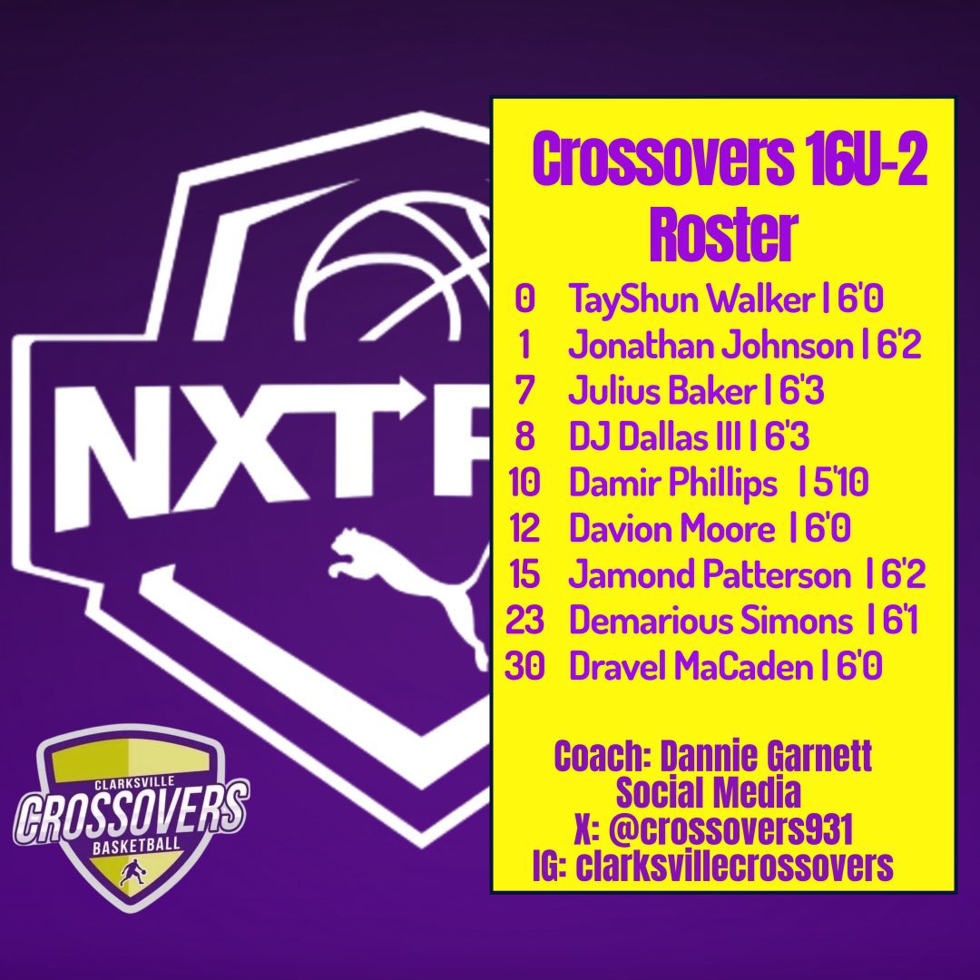 ClarksvilleCrossovers (@crossovers931) on Twitter photo College Coaches headed to <a href="/PRO16League/">PRO16/NXTPRO League</a> Live Period in Richmond; see our schedule and roster
<a href="/PrepHoopsTN/">Prep Hoops Tennessee</a> 2027 rankings
<a href="/Bryce__Garnett/">Bryce Garnett</a> #14
<a href="/KelseyRoseJr2/">Kelsey Rose Jr</a> #45
<a href="/d1_kenton23/">Kenton Smith</a> #56
<a href="/dmal099/">Darion Taylor</a> #60
<a href="/J1Jonathan1/">Jonathan Johnson</a> #62
<a href="/ima_tay3/">Montavious Clardy</a> #92
<a href="/Tert0023/">Ter thach</a> #115
<a href="/DemariusSimons4/">demarius_simons4</a> #173
<a href="/CourtneyHoops90/">Courtney Asher Smith</a> College Coaches headed to <a href="/PRO16League/">PRO16/NXTPRO League</a> Live Period in Richmond; see our schedule and roster
<a href="/PrepHoopsTN/">Prep Hoops Tennessee</a> 2027 rankings
<a href="/Bryce__Garnett/">Bryce Garnett</a> #14
<a href="/KelseyRoseJr2/">Kelsey Rose Jr</a> #45
<a href="/d1_kenton23/">Kenton Smith</a> #56
<a href="/dmal099/">Darion Taylor</a> #60
<a href="/J1Jonathan1/">Jonathan Johnson</a> #62
<a href="/ima_tay3/">Montavious Clardy</a> #92
<a href="/Tert0023/">Ter thach</a> #115
<a href="/DemariusSimons4/">demarius_simons4</a> #173
<a href="/CourtneyHoops90/">Courtney Asher Smith</a>