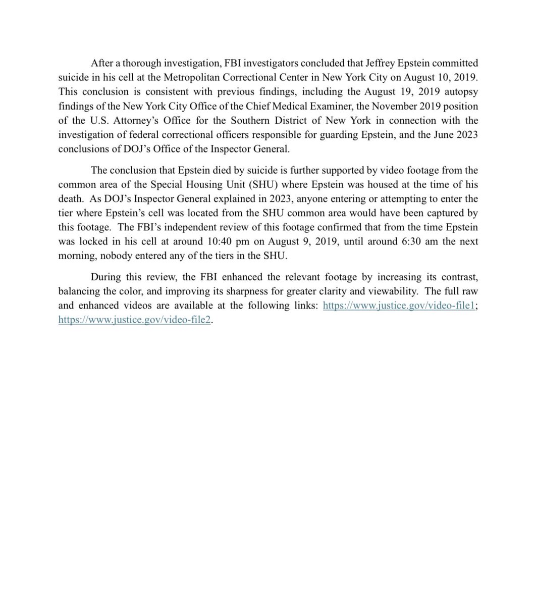LailaMickelwait's tweet image. The unsigned, undated Epstein memo is on the DOJ website, but it’s hard to believe it’s real. The memo says there are over “300 gigabytes of data”, a “large volume” of images and videos of Epstein and his victims, and “over ten thousand” files of filmed child abuse and other…