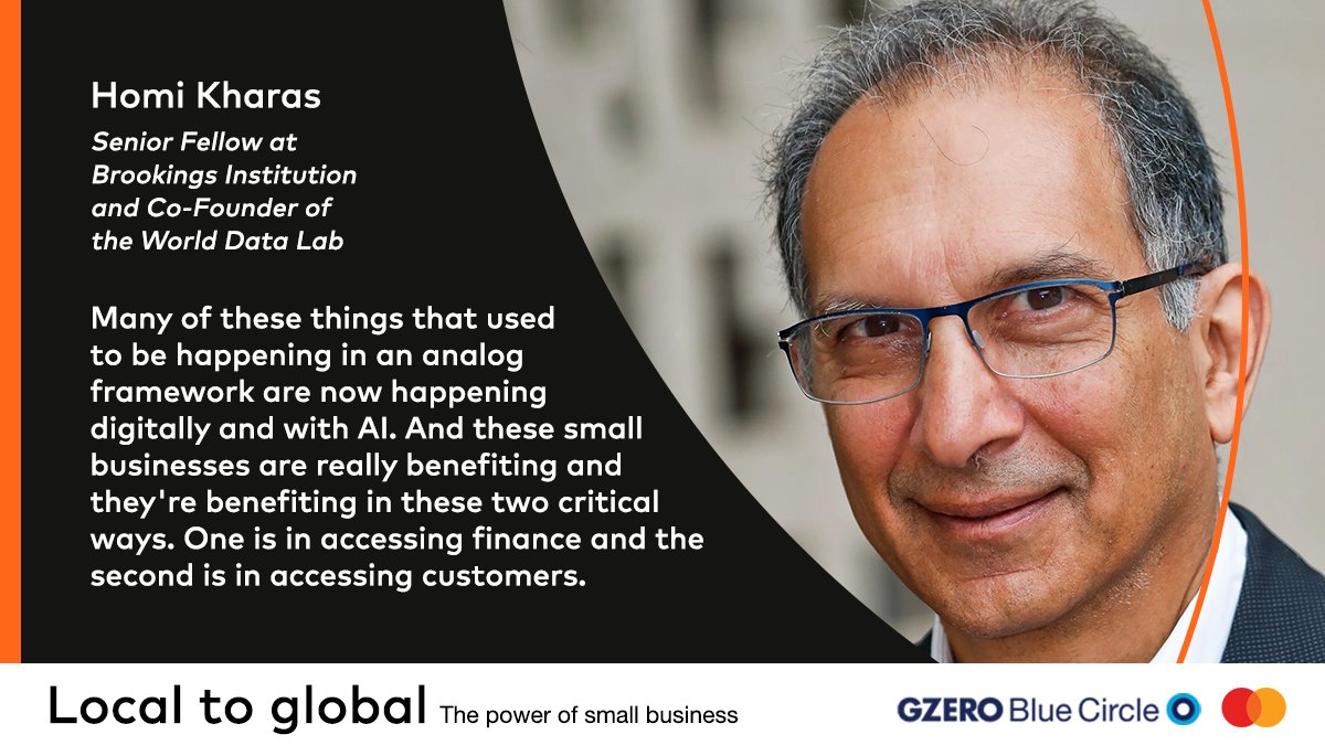 Small businesses aren’t just local heroes, they’re global economic powerhouses.

🎧 Tune in to this GZERO Media and Mastercard podcast  eu1.hubs.ly/H0lzbmX0

#SmallBusiness #GlobalEconomy #Entrepreneurship #DigitalInclusion #WorldDataLab #MiddleClassGrowth