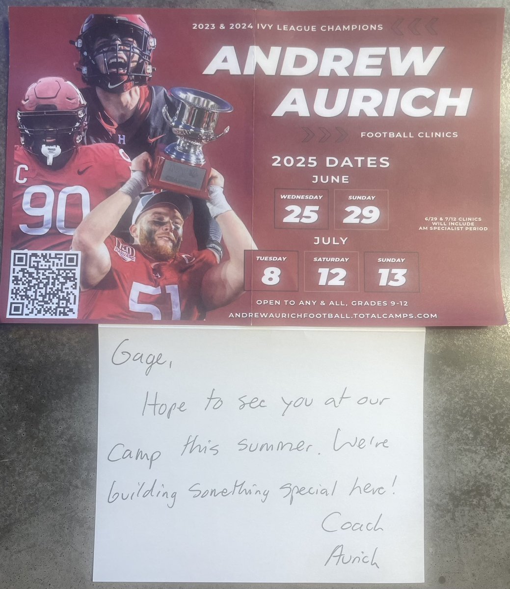 Gage Stitt (@ogcso1) on Twitter photo Huge thank you to <a href="/Coach_Aurich/">Andrew Aurich</a> and <a href="/HarvardFootball/">Harvard Football</a> for the handwritten invite to camp! Truly honored to be on your radar. Can’t wait to get out there and compete at Harvard! Huge thank you to <a href="/Coach_Aurich/">Andrew Aurich</a> and <a href="/HarvardFootball/">Harvard Football</a> for the handwritten invite to camp! Truly honored to be on your radar. Can’t wait to get out there and compete at Harvard!