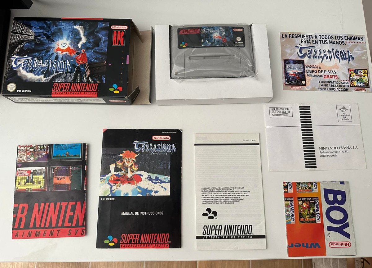 _Counter_'s tweet image. Terranigma Pal España de mi colección 😍 Juegazo que como tradicion, cada Verano toca pasarselo! #terranigma #nintendo #ark