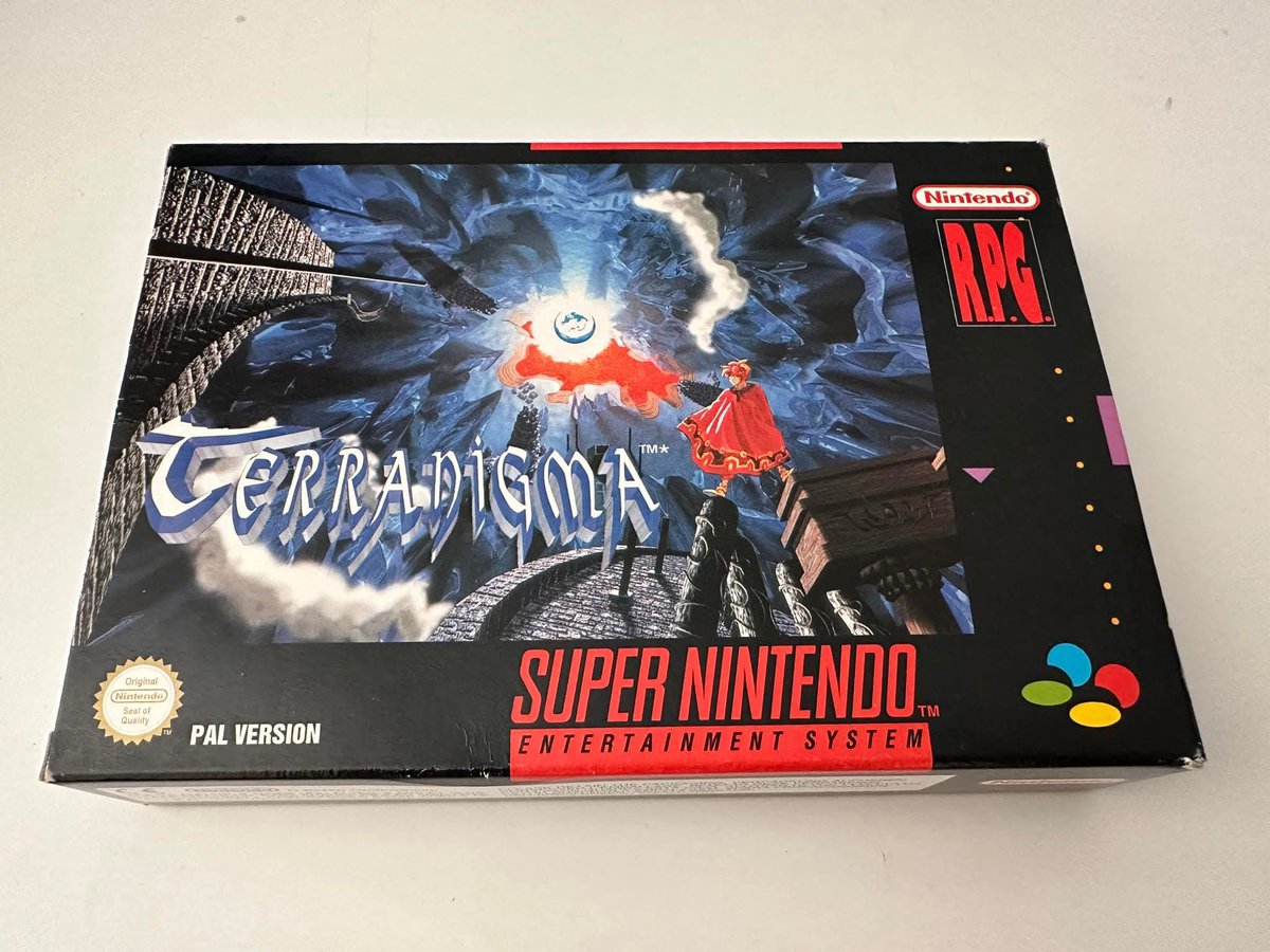 _Counter_'s tweet image. Terranigma Pal España de mi colección 😍 Juegazo que como tradicion, cada Verano toca pasarselo! #terranigma #nintendo #ark