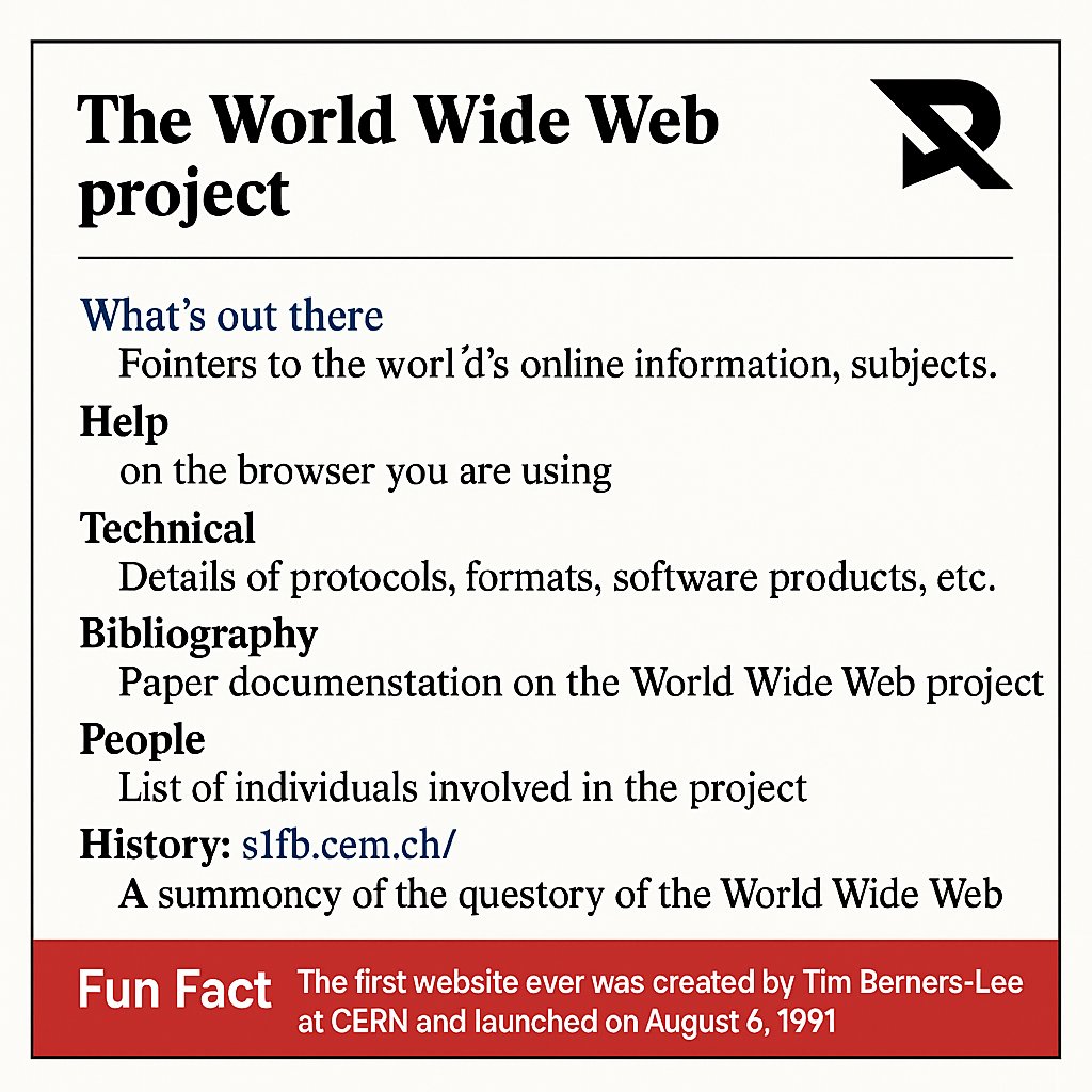 RakaraWebStudio's tweet image. The first website ever was created by Tim Berners-Lee at CERN and launched on August 6, 1991. It was hosted at info.cern.ch/hypertext/WWW/… and explained the World Wide Web project. The site was just plain text—no images or graphics, just info about how the web worked. 🌍