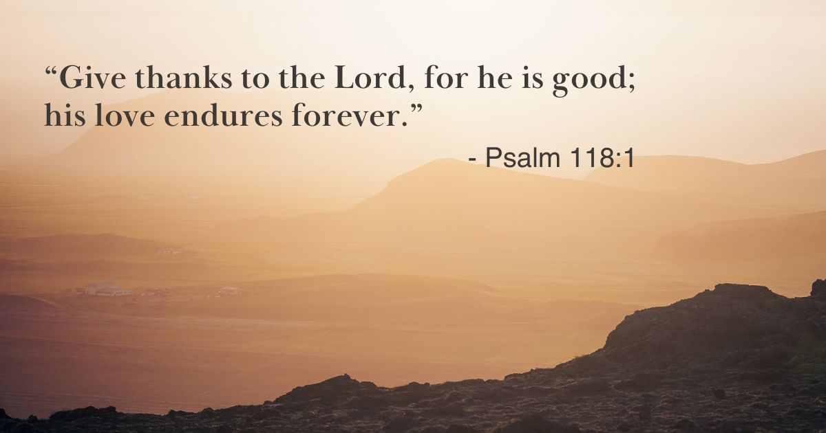 BrendanRorem's tweet photo. "Give thanks to the Lord, for he is good; his love endures forever." - Psalm 118:1 https://t.co/pIGNCMPezD