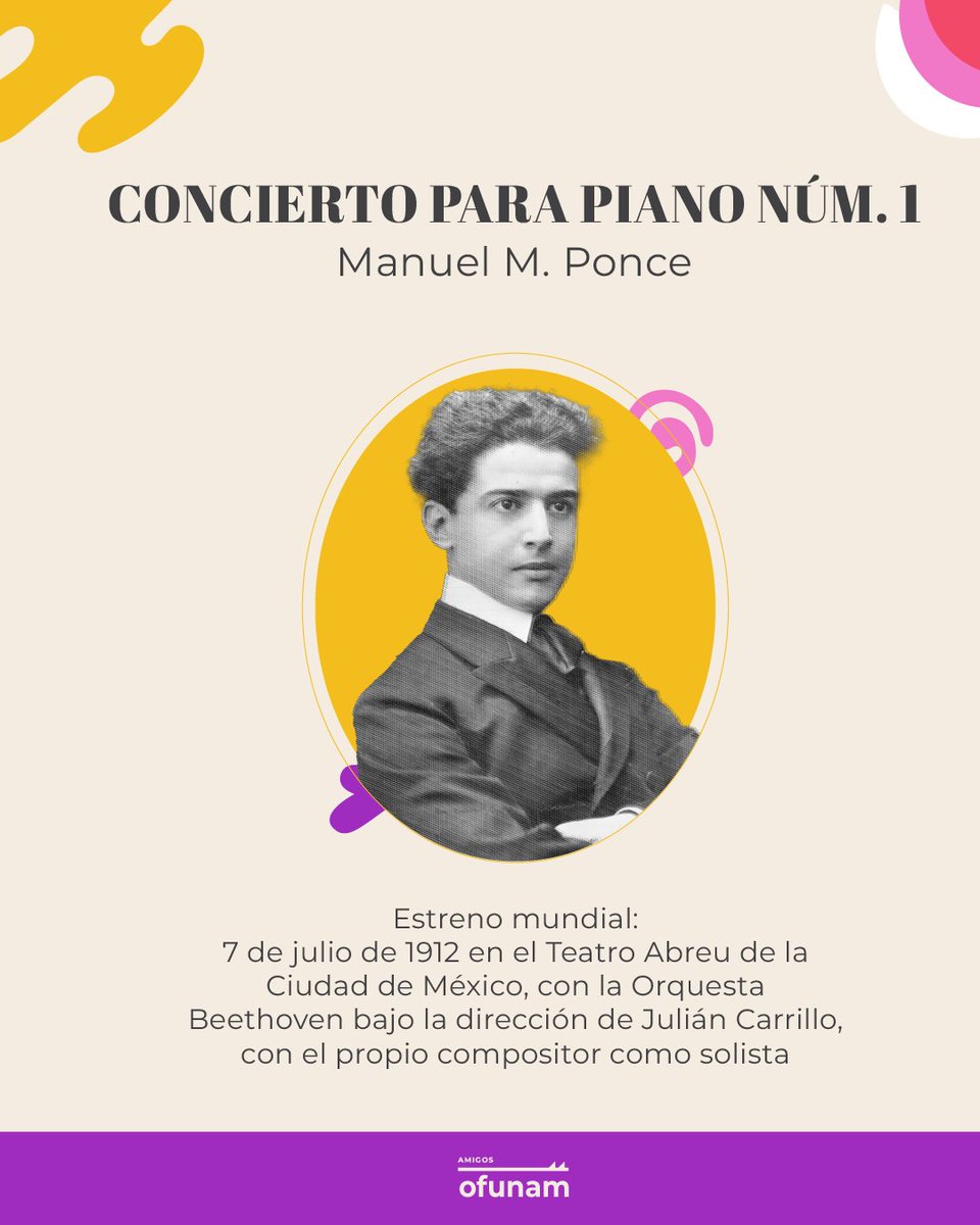 Ponce estrenó su primer concierto para piano con el corazón de México en cada nota: tradición y modernidad en una sola obra.

Algunas historias nunca dejan de encantar... 🎶✨

¡Únete a los Amigos de la OFUNAM y recibe beneficios exclusivos!

👉amigosofunam.org/hazte-amigo