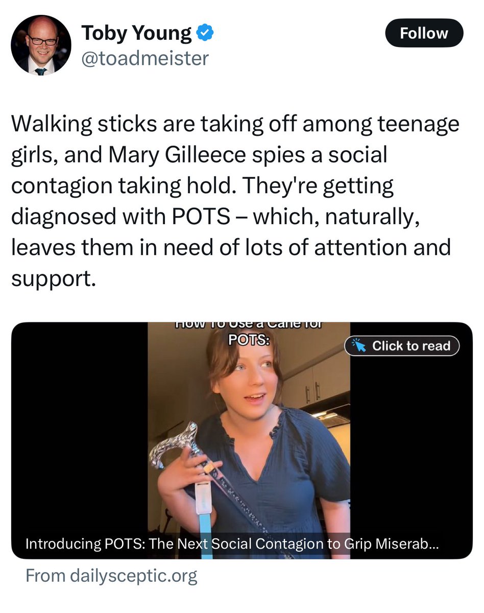 GC (@thepotspostman) on Twitter photo I am so tired of people mocking POTS, EDS and MCAS like they are all some little TikTok trend. 
Who in their right mind would want to pretend to have an illness for clout? 
We don’t want attention. 
We want answers.
We want support. 
But instead of support we get headlines and I am so tired of people mocking POTS, EDS and MCAS like they are all some little TikTok trend. 
Who in their right mind would want to pretend to have an illness for clout? 
We don’t want attention. 
We want answers.
We want support. 
But instead of support we get headlines and