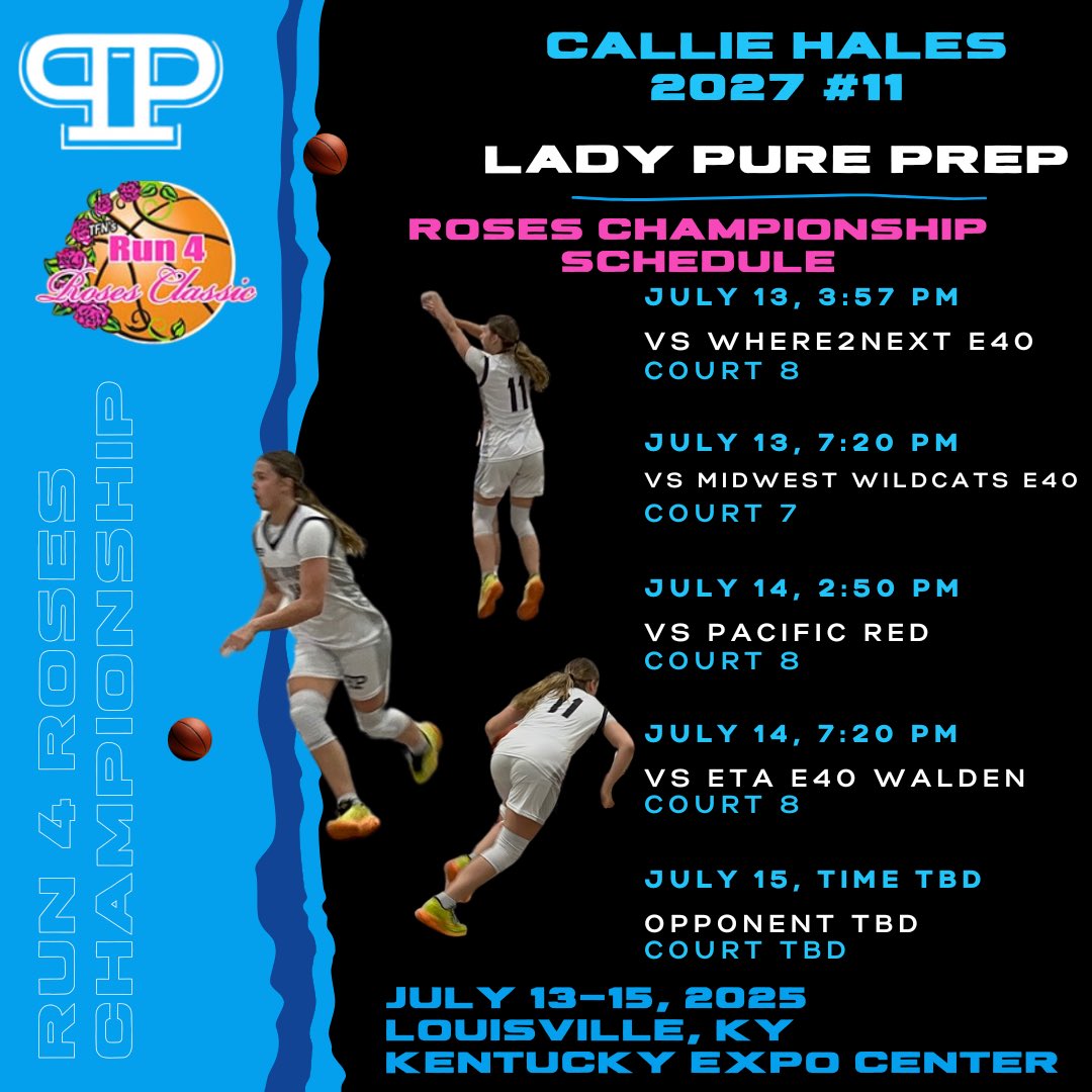 Callie Hales (@bigtimebucket) on Twitter photo Can’t wait to compete with my team in Louisville! The schedules are out for the Roses Classic and Championship, and I will continue to post updates and game times as they come out! <a href="/LadyPurePrep/">Pure Prep GBB</a> <a href="/CoachNate2020/">Coach Nate Stevens</a> <a href="/GBSkillz/">GBSkillz</a> Can’t wait to compete with my team in Louisville! The schedules are out for the Roses Classic and Championship, and I will continue to post updates and game times as they come out! <a href="/LadyPurePrep/">Pure Prep GBB</a> <a href="/CoachNate2020/">Coach Nate Stevens</a> <a href="/GBSkillz/">GBSkillz</a>