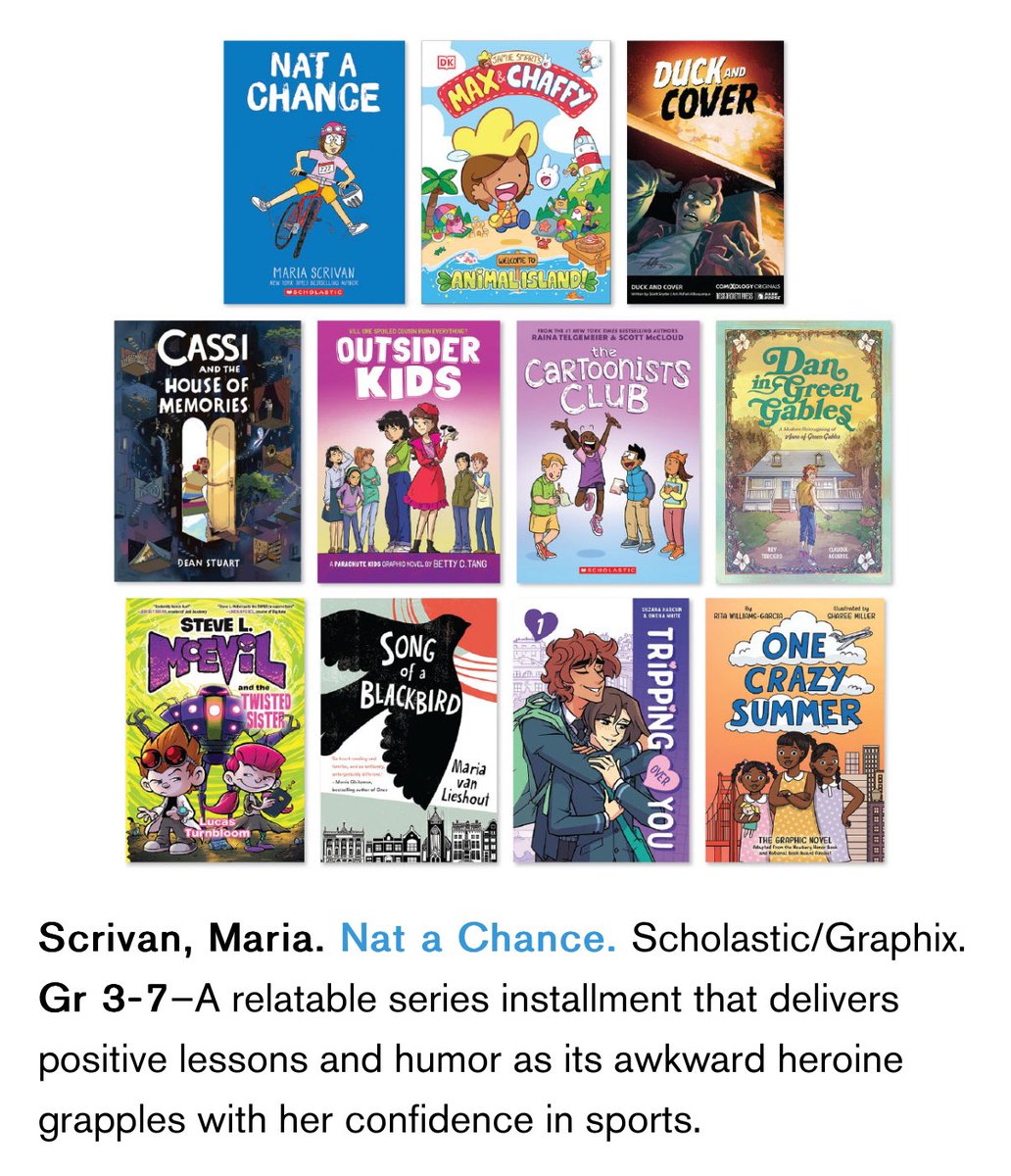 Thank you, School Library Journal, for including Nat a Chance in “37 Exceptional Graphic Novel &amp; Manga Titles for All Ages | SLJ 2025 Stars So Far”.

slj.com/story/reviews/…