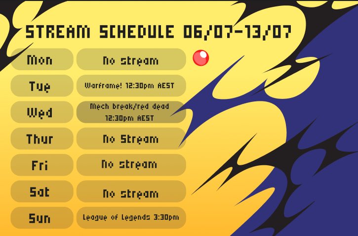 Forgot to post this 💀 there might be some secret streams Thursday - Saturday so stay tuned :>