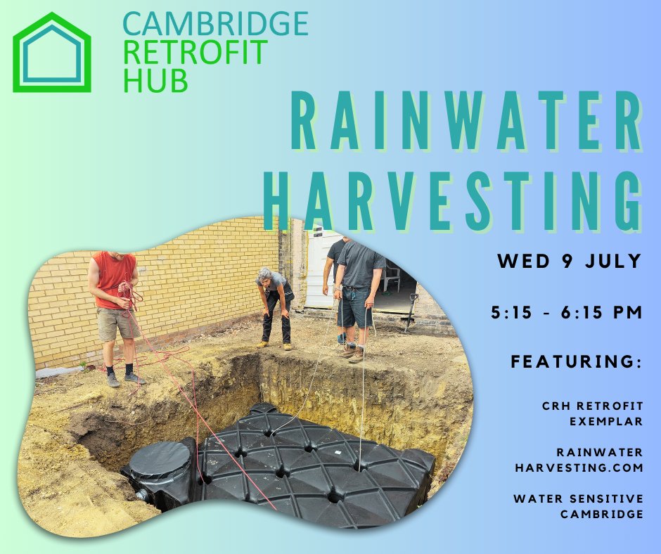 Water Sensitive Cambridge (@watersencam) on Twitter photo We are thrilled to support our friends at Cambridge Retrofit Hub. Rainwater Harvesting 9th July 5:15 - 6:15pm. Attend in person msg hello@cambridgeretrofithub.org.
View a 3000l rainwater system by RainwaterHarvesting.com before it's covered by driveway. eventbrite.co.uk/e/1469542253439 We are thrilled to support our friends at Cambridge Retrofit Hub. Rainwater Harvesting 9th July 5:15 - 6:15pm. Attend in person msg hello@cambridgeretrofithub.org.
View a 3000l rainwater system by RainwaterHarvesting.com before it's covered by driveway. eventbrite.co.uk/e/1469542253439