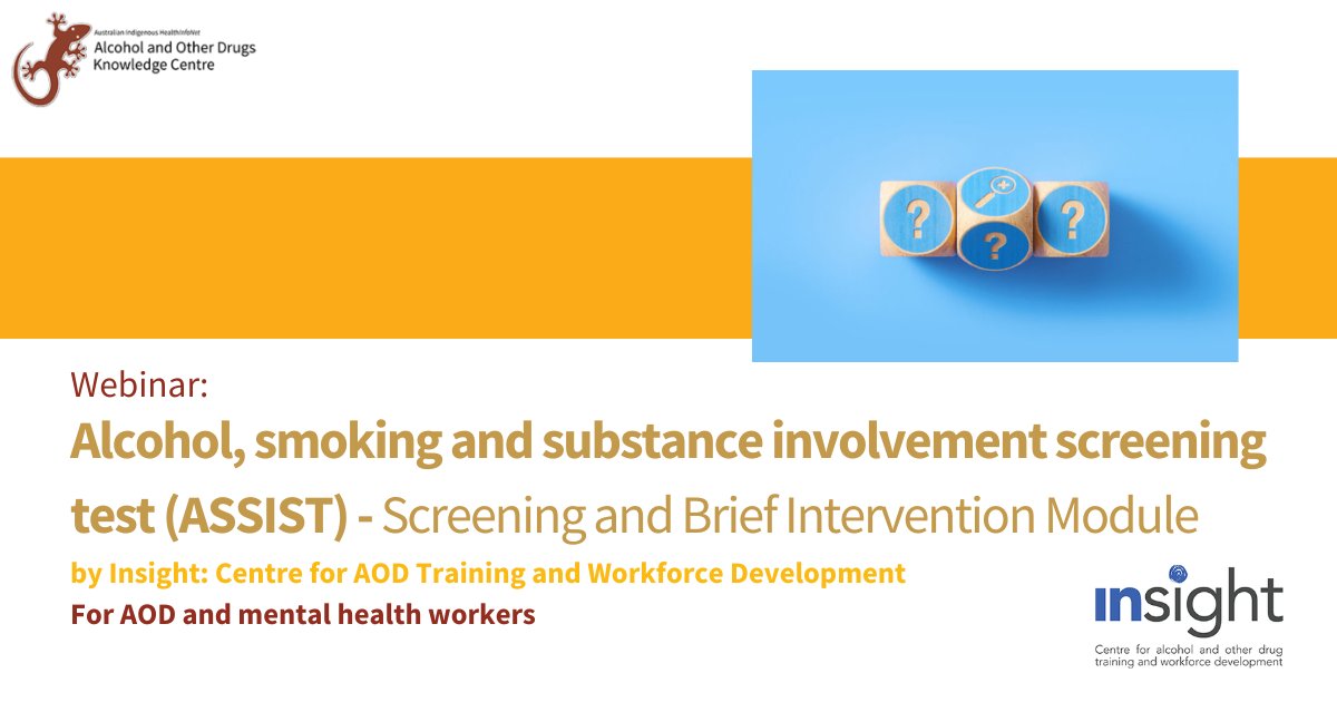 AIAODKC's tweet image. This 30-minute online module provides alcohol and other drug (#AOD) and mental health workers with an overview of how to use, administer ASSIST, and how to conduct a brief intervention based on ASSIST results. More info: 馃敆 bit.ly/3I7RvBU