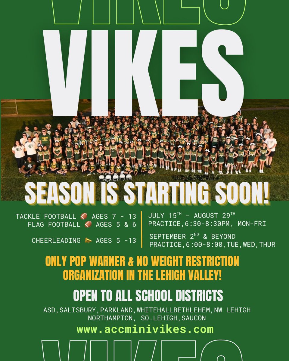 We are sooooo close to football season! Make sure you register now before prices increase!