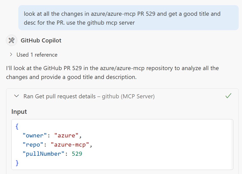 jongallant's tweet image. Here's a good use case for the #GitHub MCP Server
Generate good PR titles and descriptions based on all files changed in the PR
GitHub MCP Server Code: github.com/github/github-…
Easy VS Code Install: code.visualstudio.com/mcp
#ai #dev #mcp