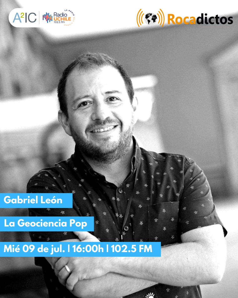 🔴 MIÉRCOLES: Invitamos al divulgador científico Gabriel León para conocer aquellas anécdotas de las ciencias de la Tierra, desde el meteorólogo que revolucionó la Geología hasta el super pozo de Kola. ¡Sintoniza #ROCADICTOS!

🗓️09/07
⏰16:00h
🎙️102.5 FM
⬇️radio.uchile.cl