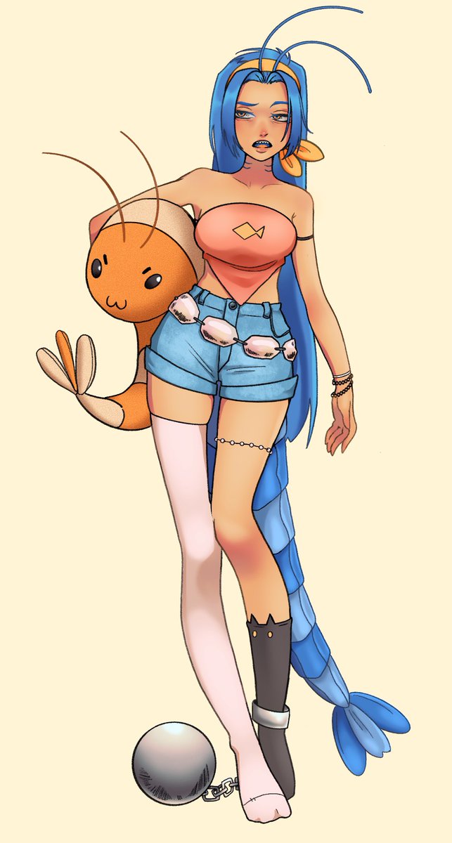 Fan art of <a href="/ShrimpSuru/">Suru</a> 💖💖 I couldn't help myself as I'm obsessed with the ocean🥰 #oc #digitalarts #shrimp