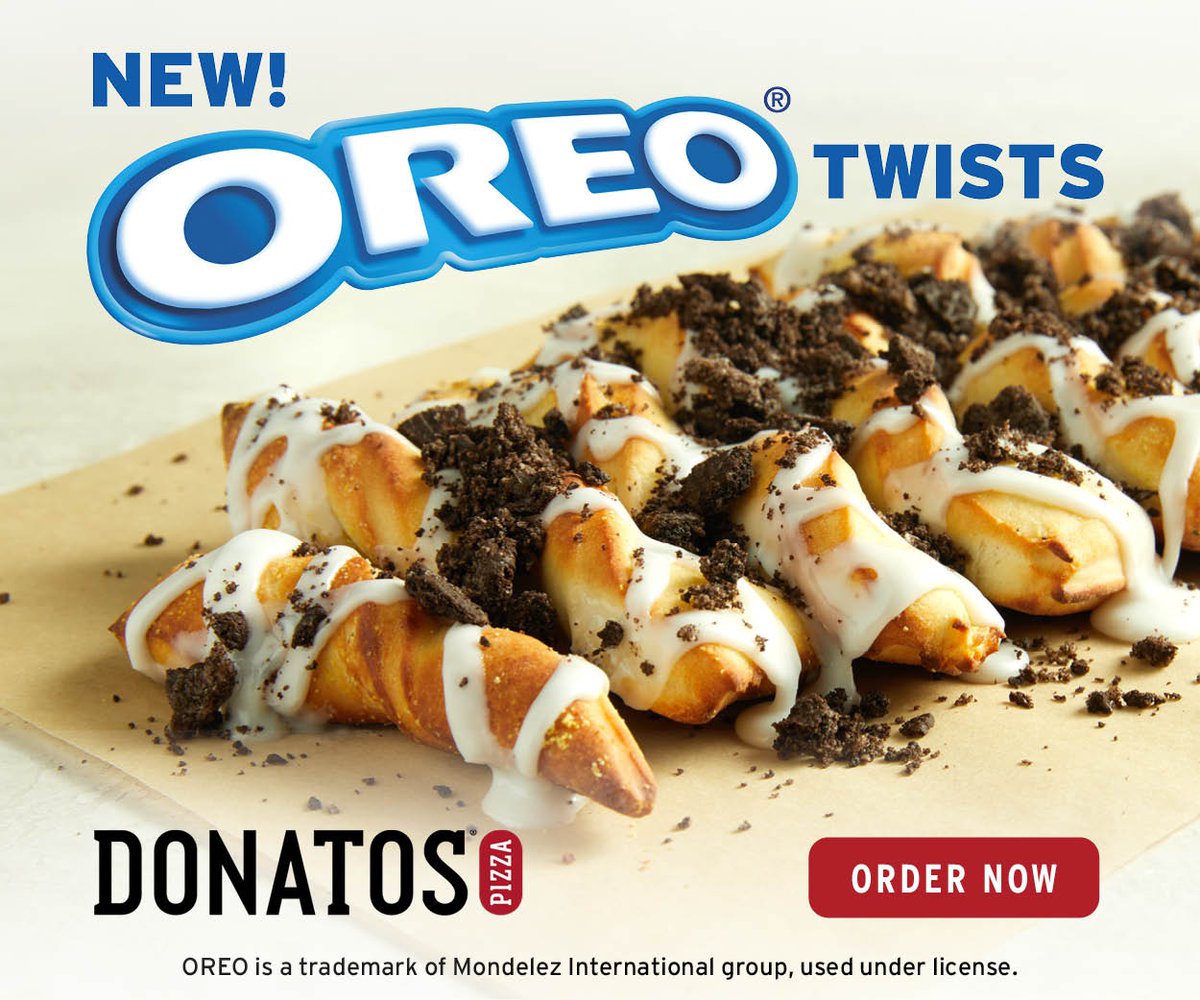 Your favorite sandwich cookie just got a little twist. LITERALLY! Try our brand new Oreo Twists at Donatos today!