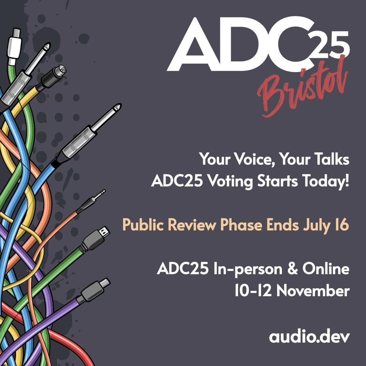 Your Voice, Your Talks – ADC25 Voting Starts Today!

We invite all members of the audio dev community to  shape the ADC25 programme. Anonymous voting on proposed talks starts today.

audio.dev/call-for-speak…

In-person Bristol UK &amp; Online 10-12 Nov

#audio #developer #programmer
