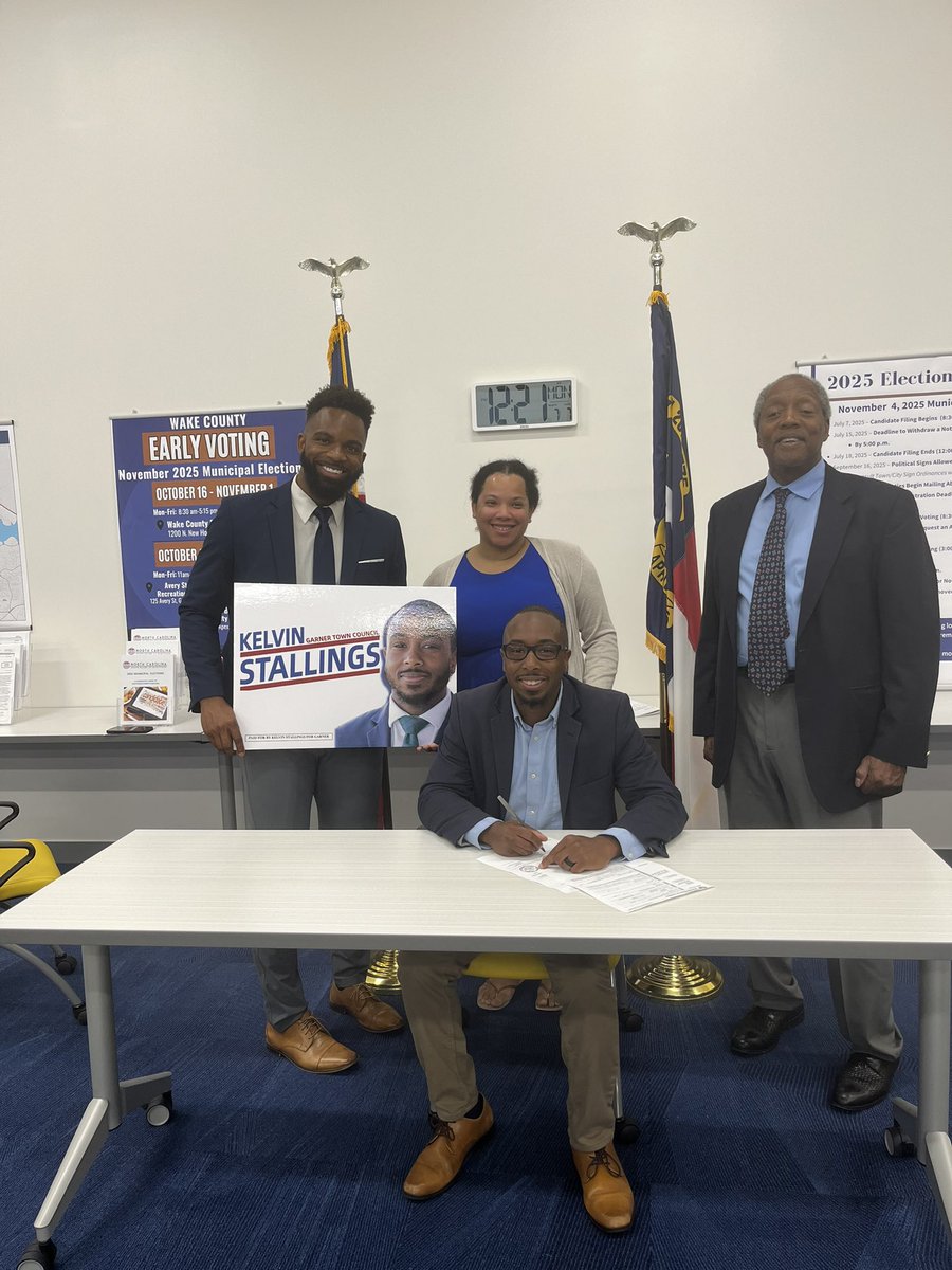 So it’s official! I am officially filed and on the ballot for the November election for one of the two At-Large Seats for the town of Garner. I was happy to be joined by family and friends as well as my mentor Representative Abe Jones (D-Wake) as I embark (1/2)