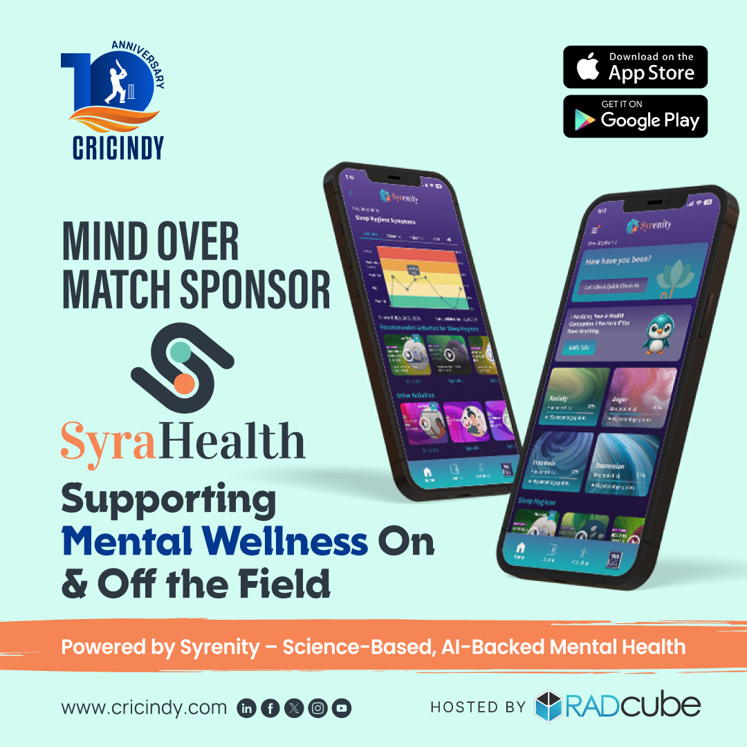 Cricindy2's tweet image. ๐ Excited to welcome Syra Health, creators of Syrenity, as our Mind Over Match Sponsor for #CricIndy2025! ๐ง ๐
Mental wellness matters on the pitch & in life.
๐ Join us: cricindy.com/registration-tโฆ
#SyraHealth #MentalHealthMatters #CricketUnites #GameDayVibes #SponsorWithImpact