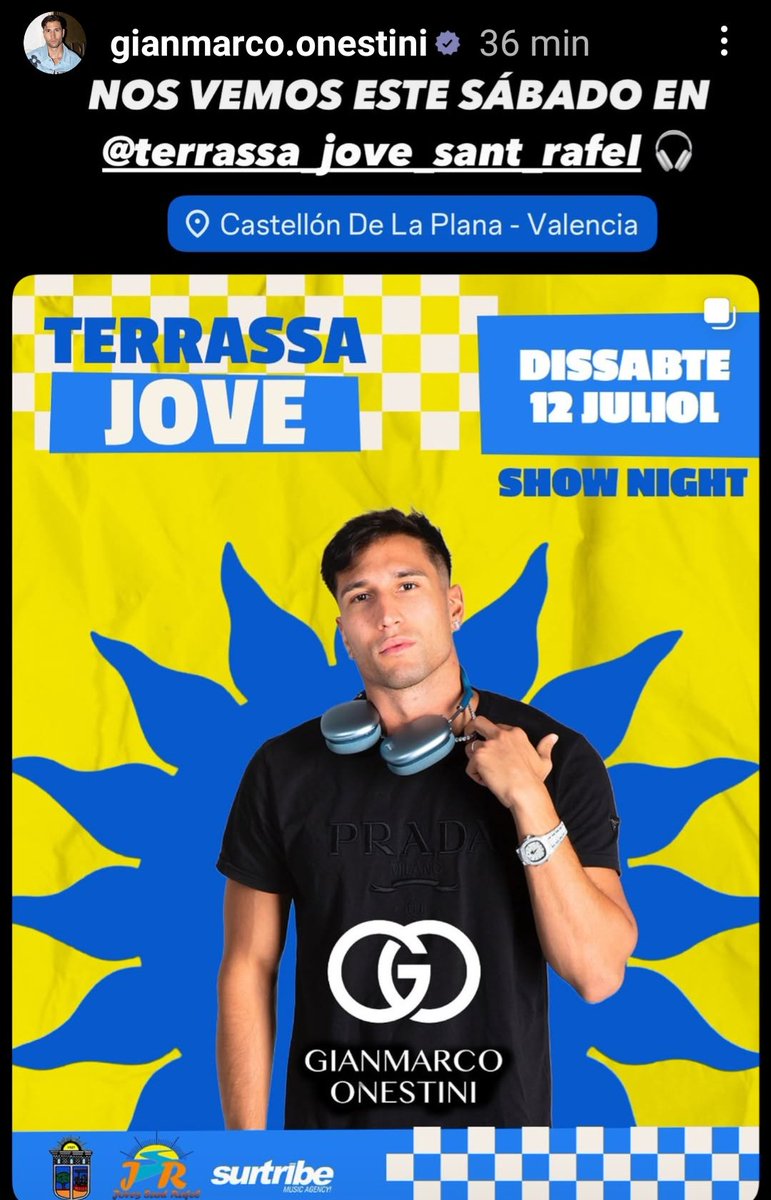 Este próximo sábado, 12 de julio, Gianmarco estará en Terrassa Jove en la provincia de Castellón.🎵🕺🎧🎤💃
#5Gianmarco7JL