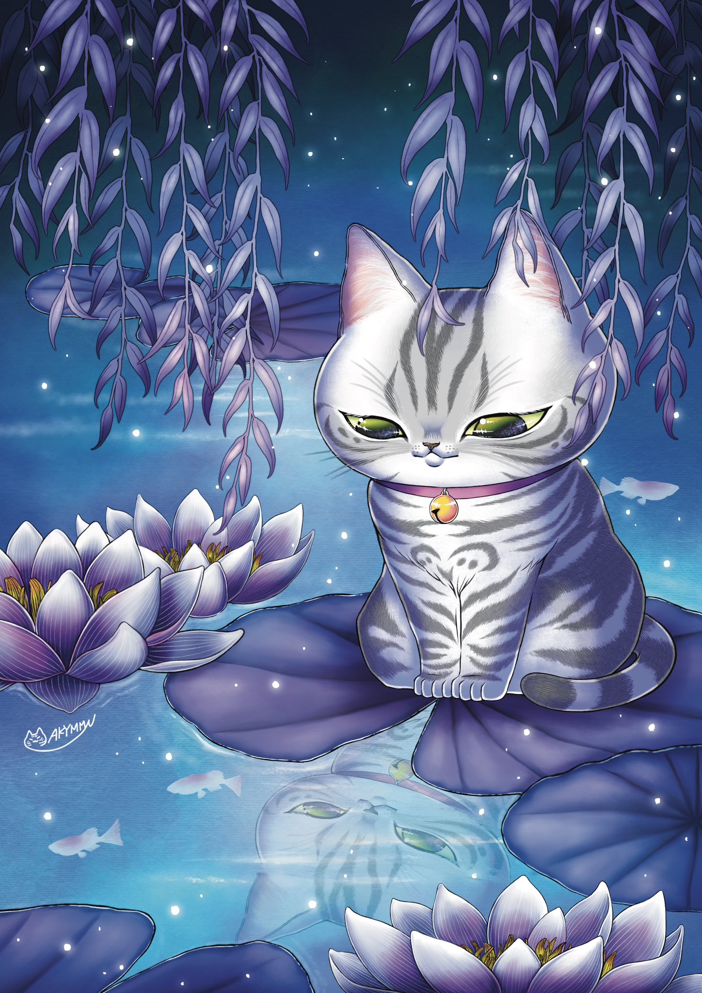 龍に導かれ 猫 絵 イラスト 絵画