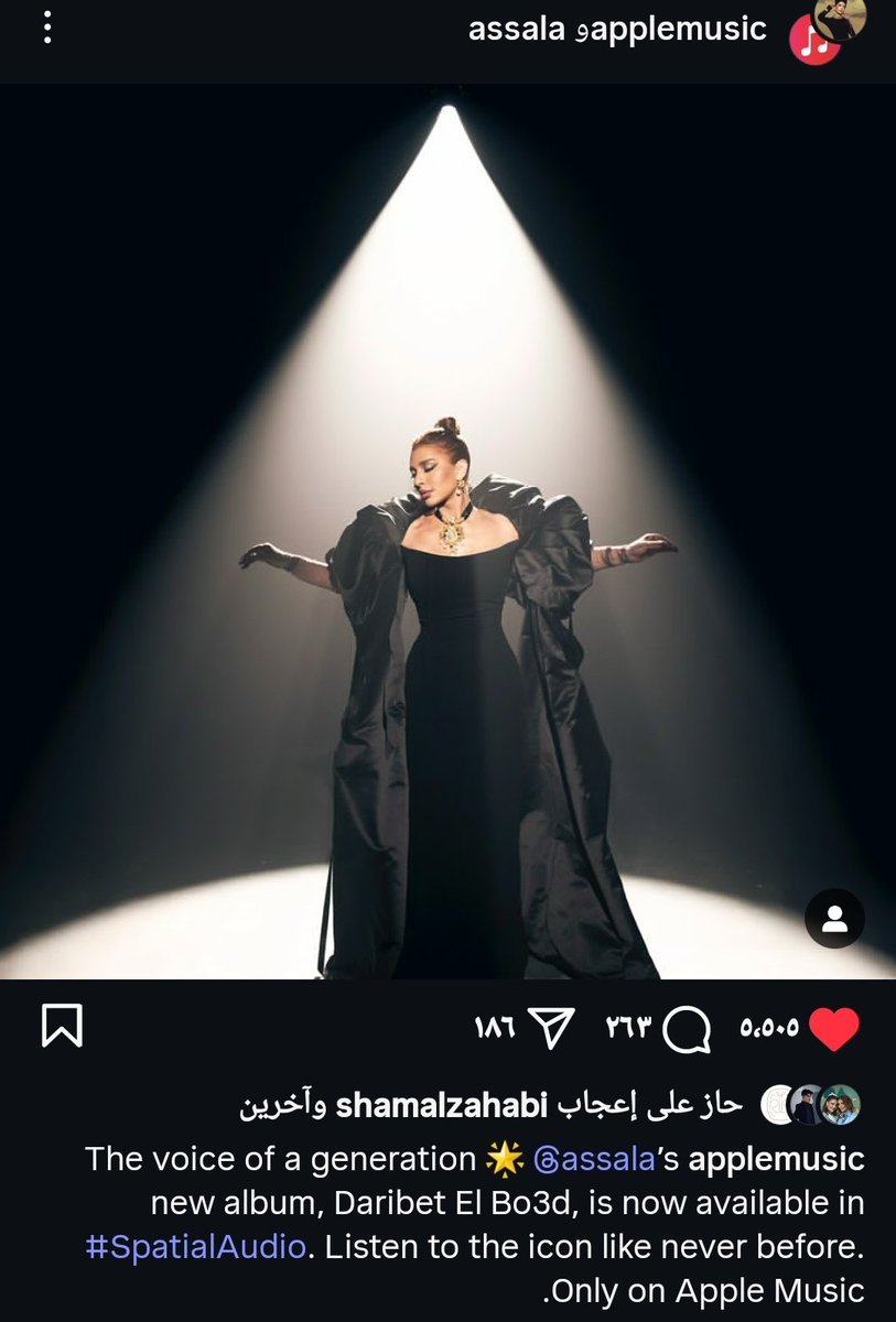 Mohammed15569's tweet image. The voice of a generation
assala's applemusic
new album, Daribet El Bo3d, is now available in #SpatialAudio. Listen to the icon like never before.
.Only on Apple Music
@AssalaOfficial
@WORLDMUSICAWARD
#ضريبه_البعد
#ضريبة_البعد
#أصالة