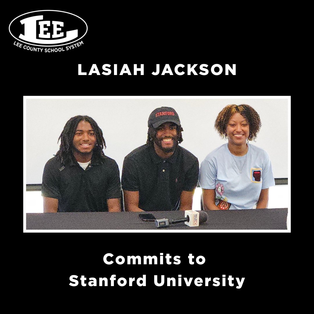 Lee County Schools (@leecountyschool) on Twitter photo Congratulations to Lasiah Jackson for committing to Stanford University!
#GoodNewsLEE Congratulations to Lasiah Jackson for committing to Stanford University!
#GoodNewsLEE