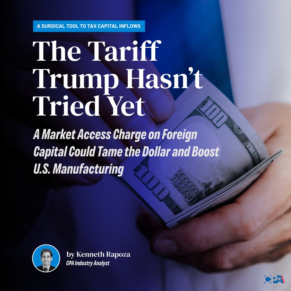 cpa_tradereform's tweet image. A Market Access Charge might be the perfect addition to @POTUS' tariff agenda. The charge applies only to money brought into the U.S. from abroad. It's a pro-worker, pro-growth, America First policy immune from the “it’s a tax on Americans” narrative.
🔗 tinyurl.com/ywnnfnh5