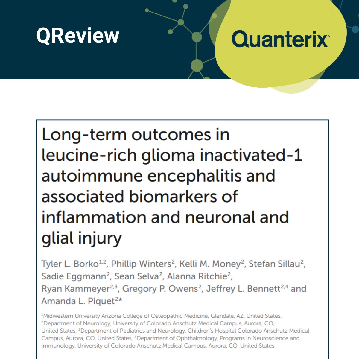 QuanterixSimoa's tweet image. A new 6-year follow-up study highlights how plasma #biomarkers measured using Simoa® assays—including NfL, GFAP, and key hashtag#cytokines—can track disease activity, relapse, and response to immunotherapy in LGI1 autoimmune encephalitis.
Learn more: frontiersin.org/journals/neuro…