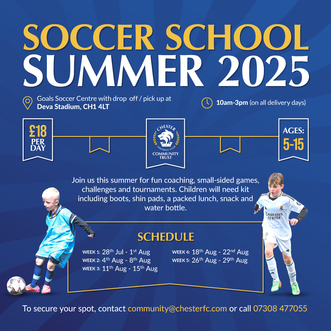 𝗙𝗼𝗼𝘁𝗯𝗮𝗹𝗹 𝗳𝘂𝗻 𝘁𝗵𝗶𝘀 𝘀𝘂𝗺𝗺𝗲𝗿 ⚽☀️

The holidays are coming and our Soccer School is the perfect way to keep your young footballers entertained with 5️⃣ fun-packed weeks open for bookings! 🤩

Book your place ➡️ bit.ly/3TgLVPG