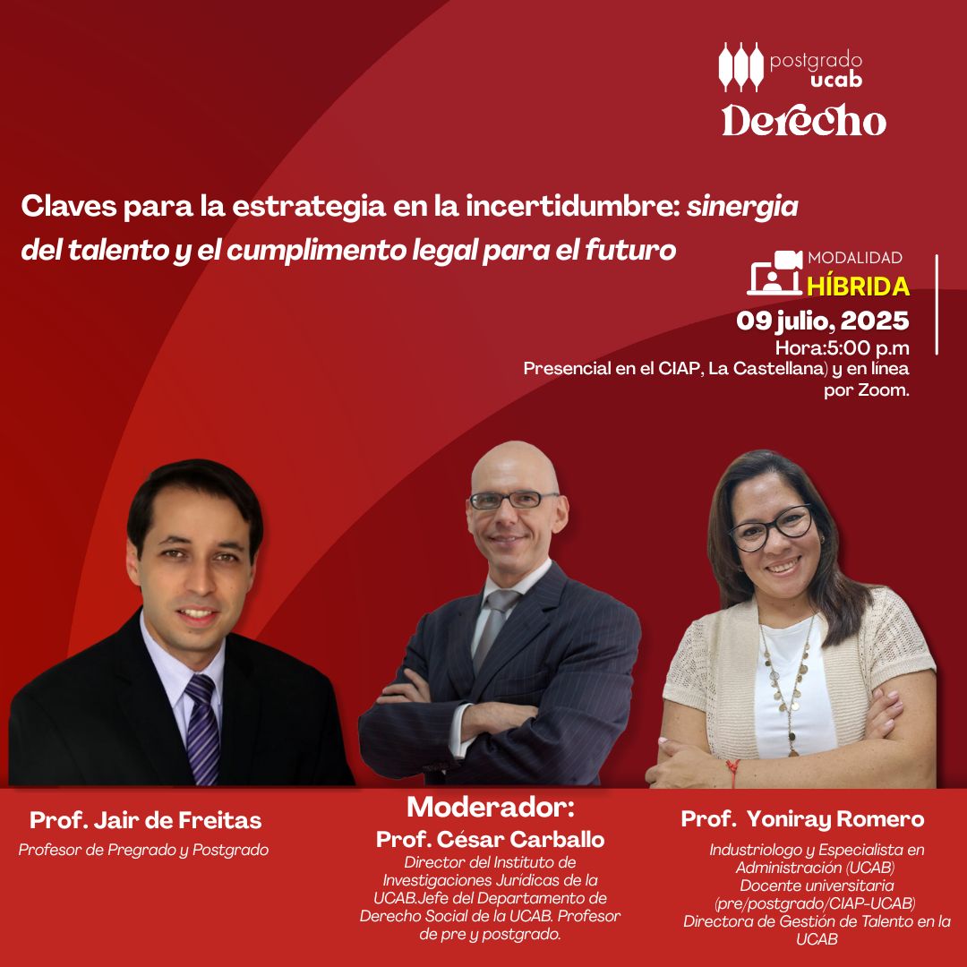 💡 Diseña el futuro en medio de la incertidumbre: Master Class UCAB. 🌐
¡No pierdas esta valiosa oportunidad de aprendizaje!

Inscríbete aquí: ucab.zoom.us/j/92350843016

#Liderazgo #EstrategiaLegal #GestiónDeEmpresas #UCABCaracas #ClaseAbierta