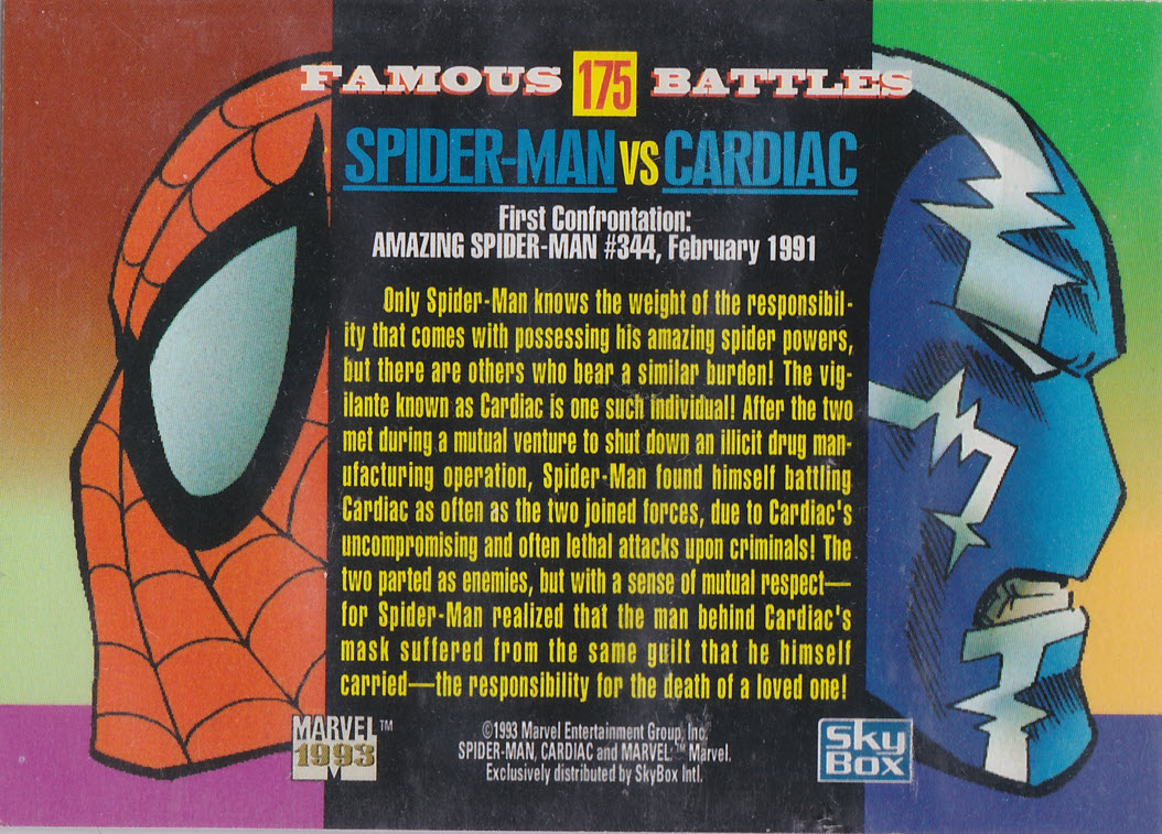 AustinGorton's tweet image. Card 175: Spider-Man vs Cardiac

Cardiac's glow up continues, as he gets on the last Spider-Man-centric Famous Battle card, edging out many classic Rogues (though at least some got covered via the Sinister Six battle).

#TradingCardADay #MU4 #FamousBattles #SpiderMan