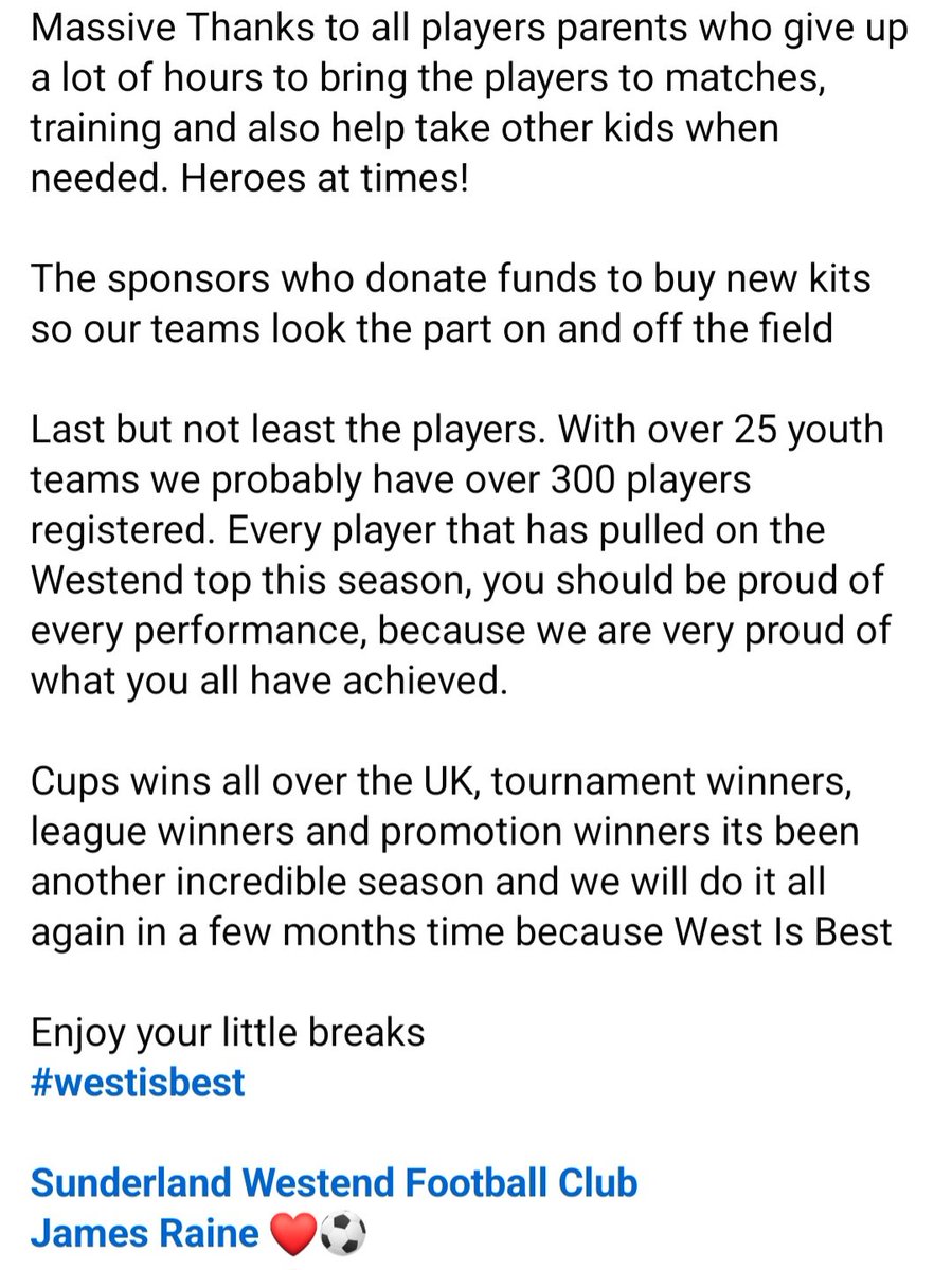 Sunderland West End FC (@westend_fc) on Twitter photo 🔴⚪️OUR YOUTH SECTION⚪️🔴
❤️⚽️ Thank You
#grassrootsfootball <a href="/Teamgrassroots_/">Grassroots</a> #thankyoufootball #ThankU #westisbest 🔴⚪️OUR YOUTH SECTION⚪️🔴
❤️⚽️ Thank You
#grassrootsfootball <a href="/Teamgrassroots_/">Grassroots</a> #thankyoufootball #ThankU #westisbest