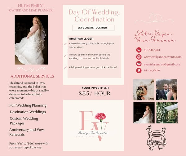 My daugher has started her own Event Planning business!  She has been helping friends and family over the last few years and is now turning her passion into a business!!  Emily has always had great style, professionalism, and very organized so you can't go wrong with her.  Emily