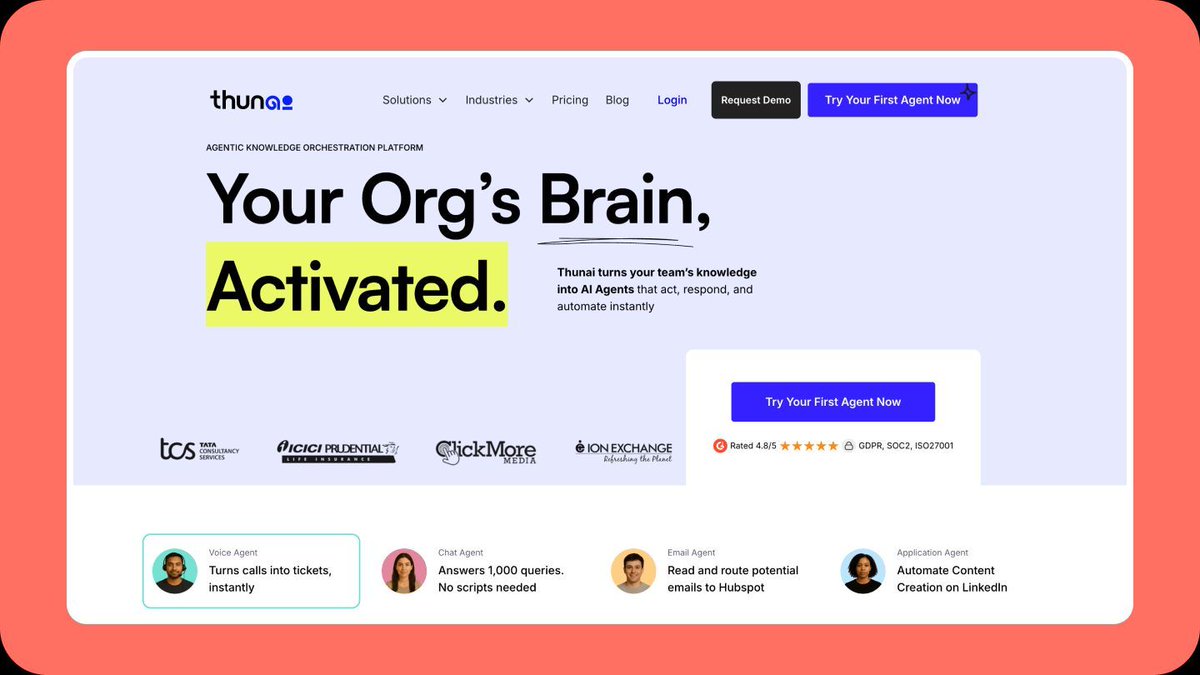 the_lucag's tweet image. Tired of digging through folders or asking your team the same stuff twice?
In the latest edition of NTSOT, I featured @ThunaiAi, smart agents that actually do the work: email replies, lead qualification, support tickets.
One of my favs this week!