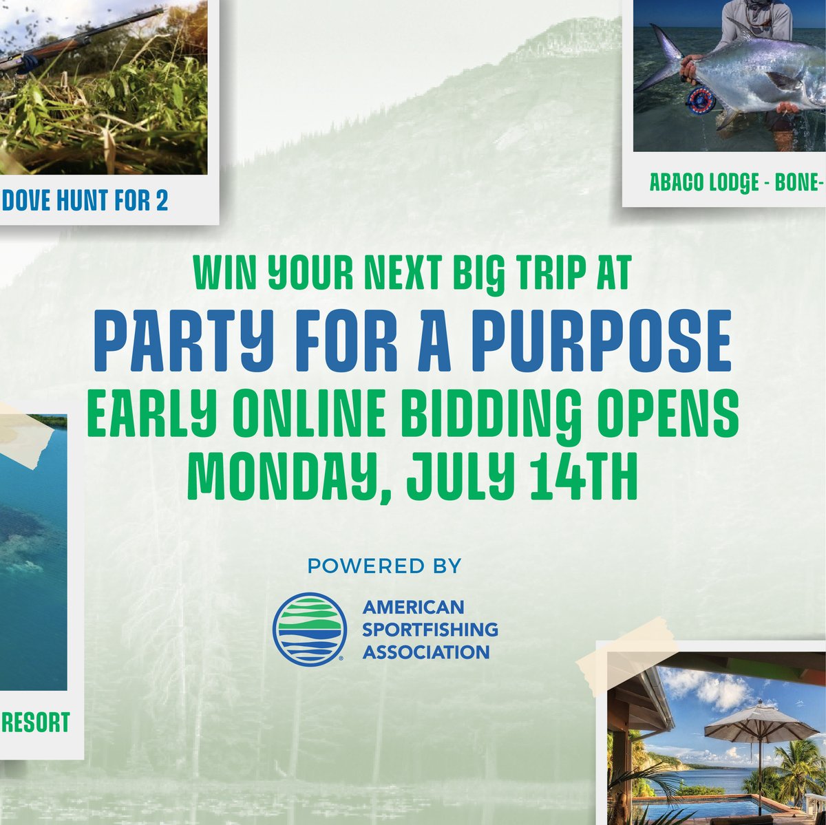 ASAFishing's tweet image. Party for a Purpose will debut at @ICASTshow 2025, providing a unique opportunity to win amazing trips and excursions while supporting advocacy efforts to Keep America Fishing! Get registered on the platform today to view prizes, bidding starts July 14! bit.ly/4lzPNYg