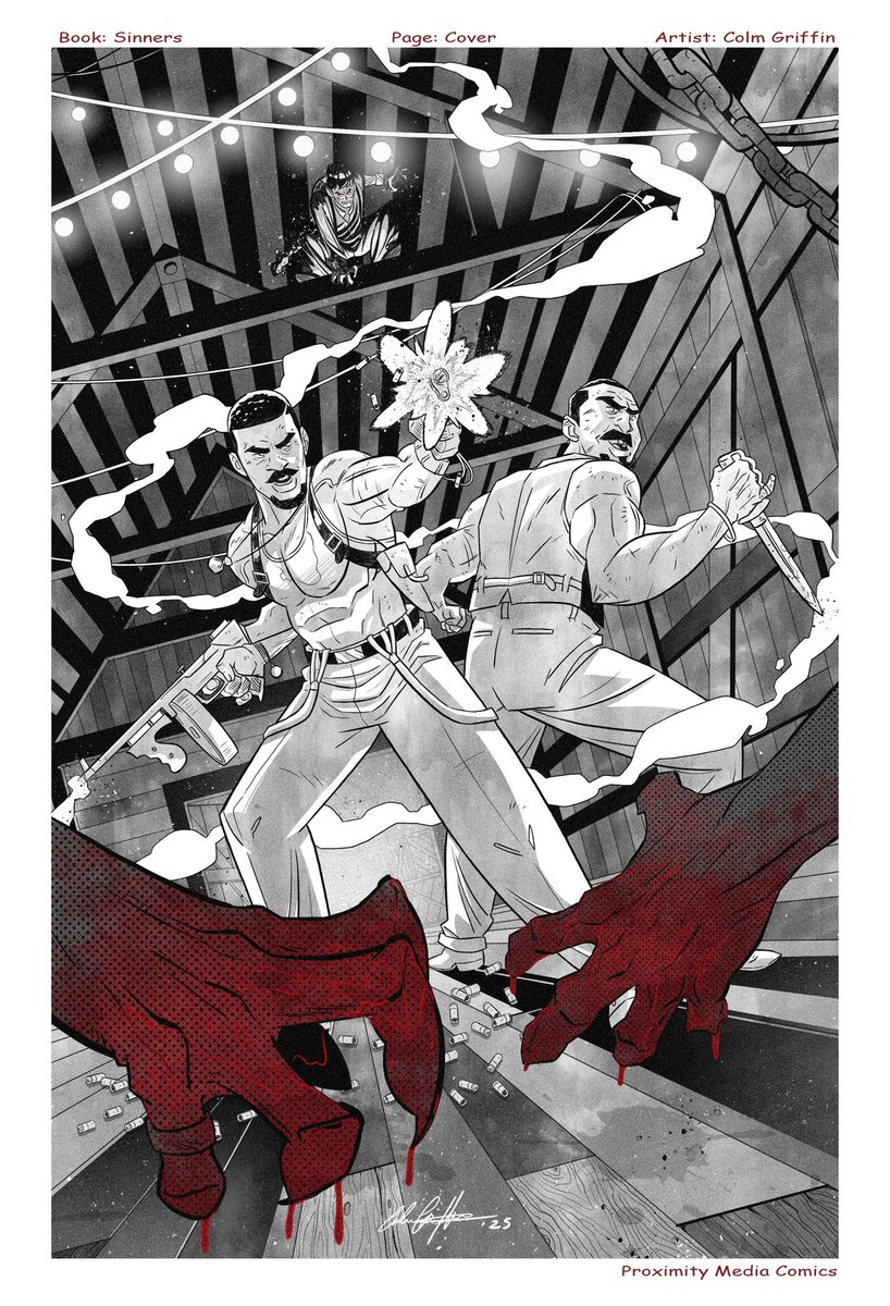 Colgriff84's tweet image. Final inks on this #SinnersMovie #comiccover a fantastic film and a really fun project to work on. #traditionalink #vampires