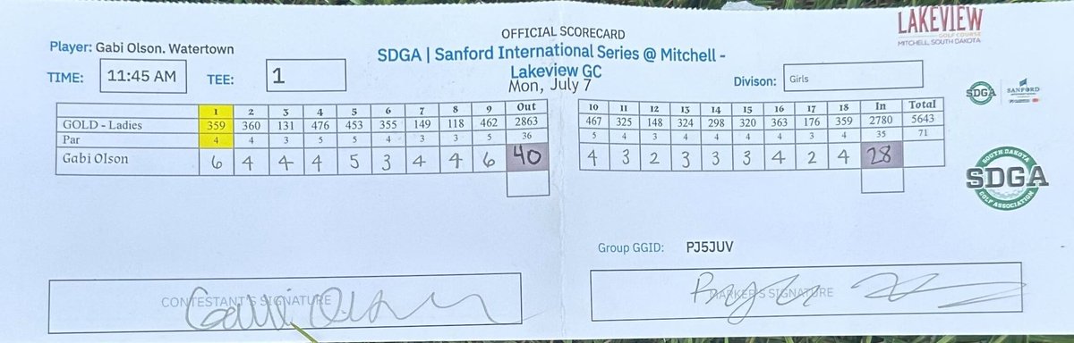 SDGA Jr. Golf Tour (@sdgajunior) on Twitter photo Gabi Olson shoots 28 (-7) on the back 9 at Lakeview today at the <a href="/SDGAjunior/">SDGA Jr. Golf Tour</a> <a href="/SanfordIntl/">Sanford International</a> Series! What a round! Congrats, Gabi! Gabi Olson shoots 28 (-7) on the back 9 at Lakeview today at the <a href="/SDGAjunior/">SDGA Jr. Golf Tour</a> <a href="/SanfordIntl/">Sanford International</a> Series! What a round! Congrats, Gabi!