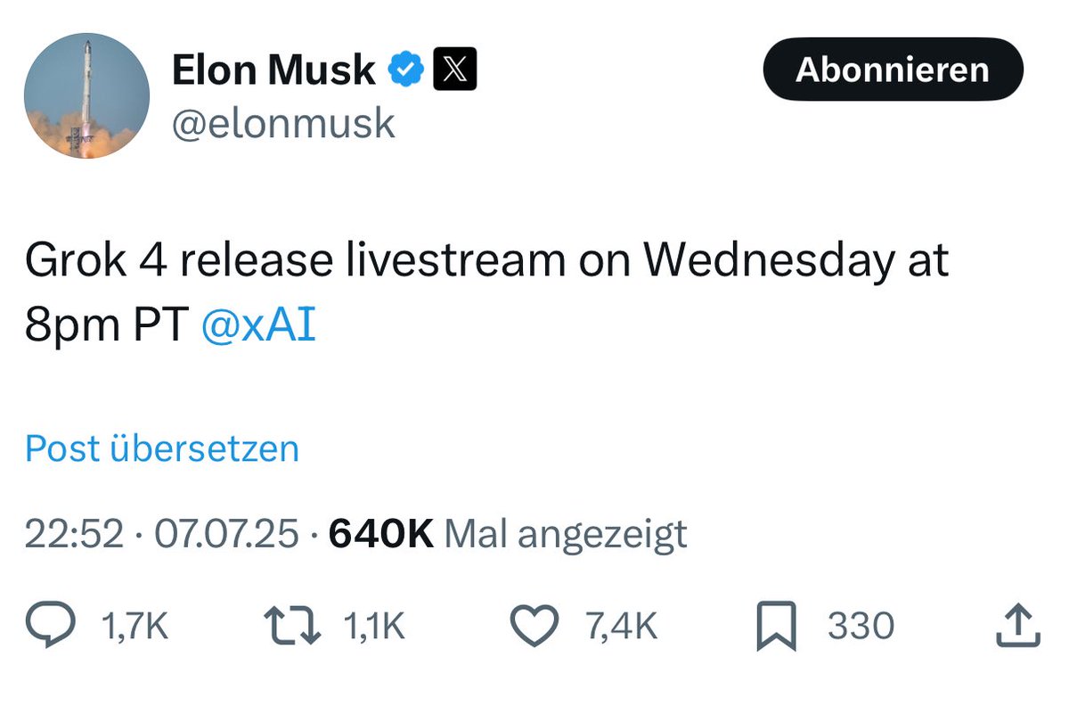 Musk's xAI Sets July 9 Livestream to Launch Grok 4 | DeepNewz AI Modeling