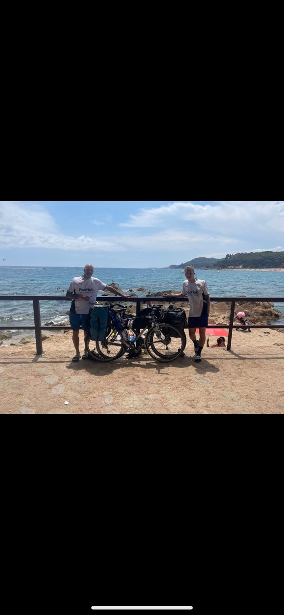 Martin Pegg and his 16 year old son are riding from Alicante back to Derby. They have done 8 days so far.  So far its been incredible they say 😍🐏 ⚫️⚪️very hot though!
All in aid for raising money for Treetops Hospice Trust. gofund.me/95a957b7
Well done lads!
Keep going🐏