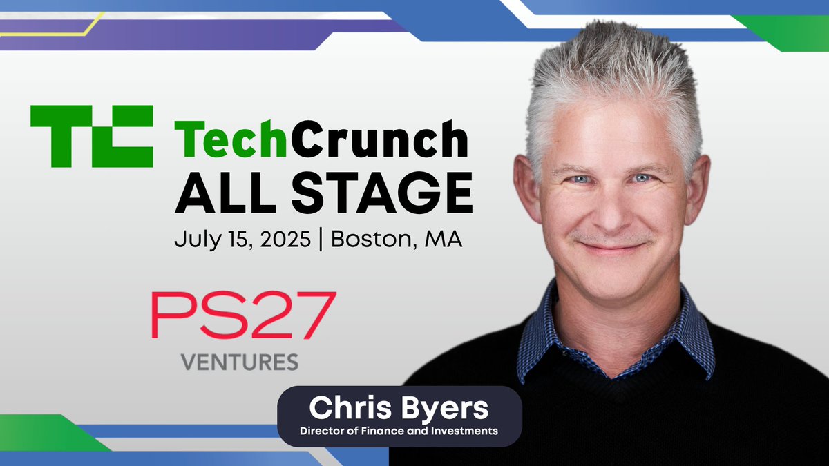 PS27 Ventures (@ps27ventures) on Twitter photo Join PS27 Ventures at <a href="/TechCrunch/">TechCrunch</a> All Stage! PS27's Director of Finance and Investments, Chris Byers, is attending Boston's premier gathering of founders, VCs, and innovation leaders on July 15. techcrunch.com/events/techcru… #TechCrunch #TechCrunchAllStage Join PS27 Ventures at <a href="/TechCrunch/">TechCrunch</a> All Stage! PS27's Director of Finance and Investments, Chris Byers, is attending Boston's premier gathering of founders, VCs, and innovation leaders on July 15. techcrunch.com/events/techcru… #TechCrunch #TechCrunchAllStage