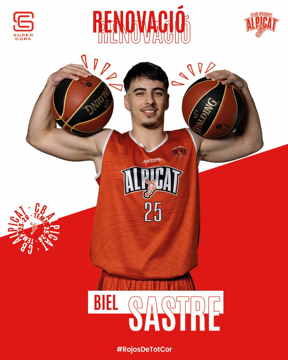 ✍️ RENOVACIÓ || BIEL SASTRE 2024-25 ⛹️‍♂️

💪 Seguim sumant talent! 💥 Biel Sastre continuarà defensant els colors del CB Alpicat una temporada més. El jugador de les illes, seguirà aportant el seu compromís, intensitat i qualitat a la pista.

#RojosDeTotCor #SuperCopa #Alpicat